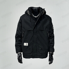 批发2025秋冬季新款男士连帽羽绒服防寒加厚保暖简约工装外套冲锋衣男