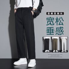 批发<b class='q'>春</b>秋季男士休闲西裤港风日系小脚九分裤棉感舒适薄款四季小西裤