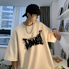 新款夏季男士短袖t恤纯棉宽松圆领时尚潮牌潮流男生上衣半袖体恤