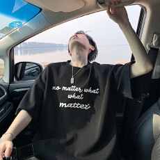 批发重磅纯棉美式潮牌字母短袖t恤男<b class='q'>夏</b>季小众设计感宽松潮流半袖上衣