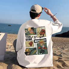 批发日系复古动漫t恤男士短袖潮牌潮流ins百搭夏季ersize大码<b class='q'>打底衫</b>