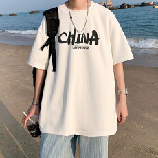 批发男士白色T恤网红潮牌短袖ins体恤2026新款男装<b class='q'>上衣</b>夏季薄款半截袖