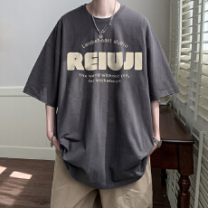 批发短袖t恤男款夏季潮牌潮流美式纯棉宽松黑色半袖重磅男士新款衣服