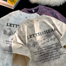 批发美式扎染短袖男t恤高街潮牌宽松高级2026夏季新款半袖麂皮绒上衣