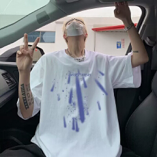 美式潮牌短袖t恤男生夏季新款重磅潮流个性印花半袖百搭打底上衣