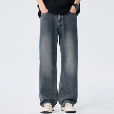 四季款新款男士牛仔裤潮牌宽松直筒潮流时尚百搭休闲男生牛仔长裤