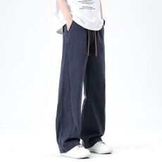 春夏季薄款男士休闲裤冰丝莱赛尔宽松直筒时尚潮流百搭男生休闲裤