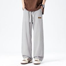 春夏季薄款男士休闲裤纯棉宽松直筒时尚潮流百搭潮牌男生休闲裤