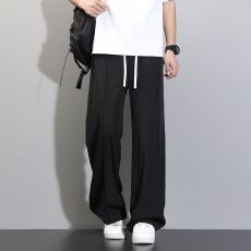 批发裤子黑色宽松长裤<b class='q'>男士</b>直筒夏季冰丝运动休闲裤<b class='q'>西裤</b>时尚潮流百搭裤