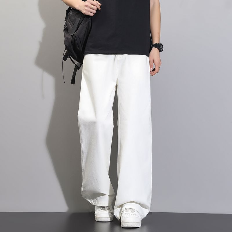 사계절 순면 워크웨어 팬츠 남자 디스플레이 높음 아메리칸 높음 거리 루즈핏 긴 바지 슬림해 보이는 패션 트렌드 웨이 바지 운동 바지