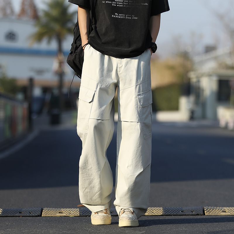 워크웨어 팬츠 남자 아메리칸 조수 브랜드 악당 잘 생긴 기타 주머니 캐주얼 바지 루즈핏 스트레이트 패션 트렌드 레트로 낙하산 병 바지