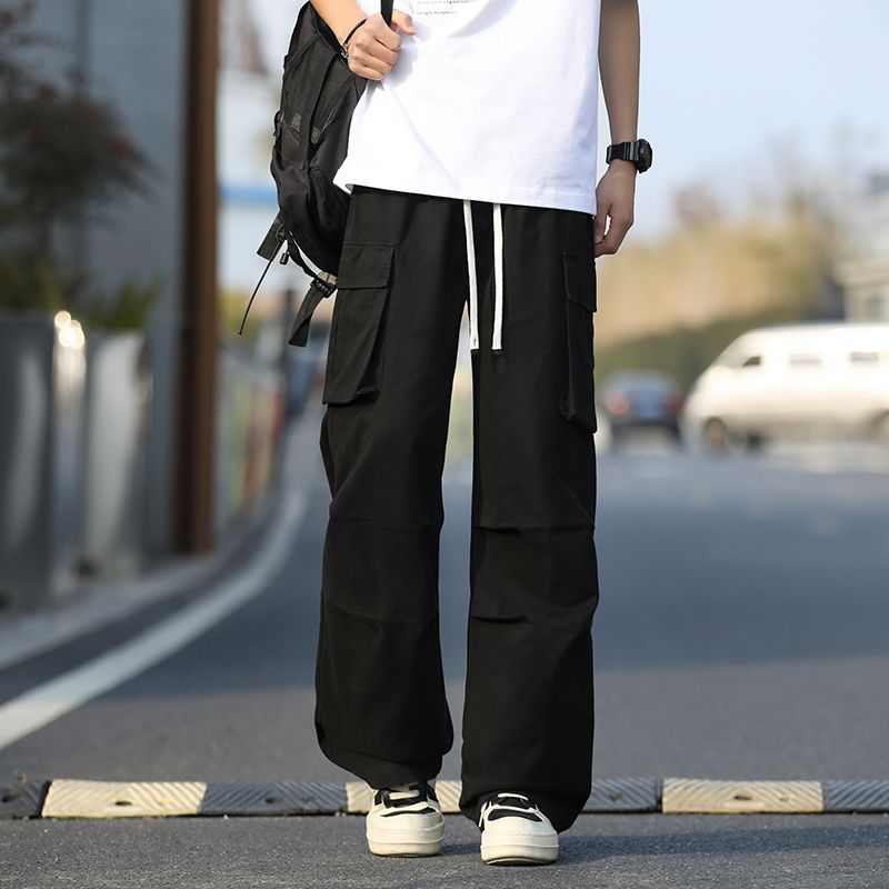 워크웨어 팬츠 남자 아메리칸 조수 브랜드 악당 잘 생긴 기타 주머니 캐주얼 바지 루즈핏 스트레이트 패션 트렌드 레트로 낙하산 병 바지