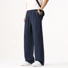 批发亚麻休闲裤男士2026<b class='q'>夏</b>季新款宽松直筒美式潮牌天丝美式薄款长裤子