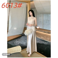 批发【月照金枝】国风新中式网纱刺绣<b class='q'>马甲</b>吊带缎面<b class='q'>长款</b>鱼尾裙子