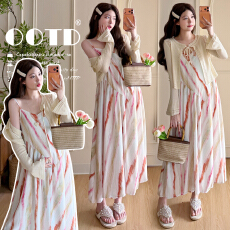 批发实拍新款 <b class='q'>春</b>夏气质小众设计感条纹印花孕妇装两件套