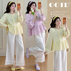 批发实拍新款 <b class='q'>春</b>夏季轻薄温柔洋气不显怀舒适孕妇衫+纹理孕妇裤