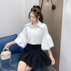 批发<b class='q'>欧美</b>风高级感泡泡袖衬衫女夏季宽松显瘦设计感小众百搭休闲<b class='q'>上衣</b>潮