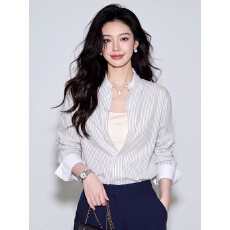 批发法式设计感条纹衬衫女2026新款薄款通勤长袖衬衣高知小资上衣