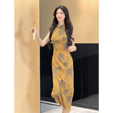 批发绫曦【金榜题名新款复古新中式港风送考气质显瘦日常无袖收腰旗袍