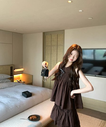 ff blue 소녀 마음 연령 감소 doll 센스 둘 색상 베이비 칼라 맨위 부드러운 플리츠 스커트 품격 세트