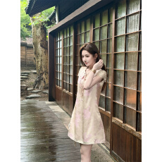 批发亭禾【万朵繁花】新中式人丝牡丹提花娃娃领<b class='q'>连衣裙</b>女<b class='q'>夏</b>国风中长裙