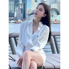 批发法式气质翻领单排扣<b class='q'>长袖</b>防晒衬衫2026春季新款简约百搭显瘦上衣女