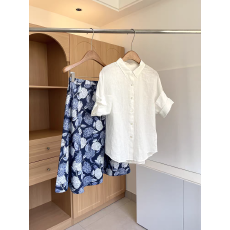 批发夕拾【云间客】26春夏100%<b class='q'>亚麻</b>翻卷袖设计感白色<b class='q'>亚麻</b>衬衫短袖衬衣