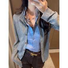2026早秋新款韩系老钱风假两件上衣女轻奢高级感针织拼接长袖衬衫