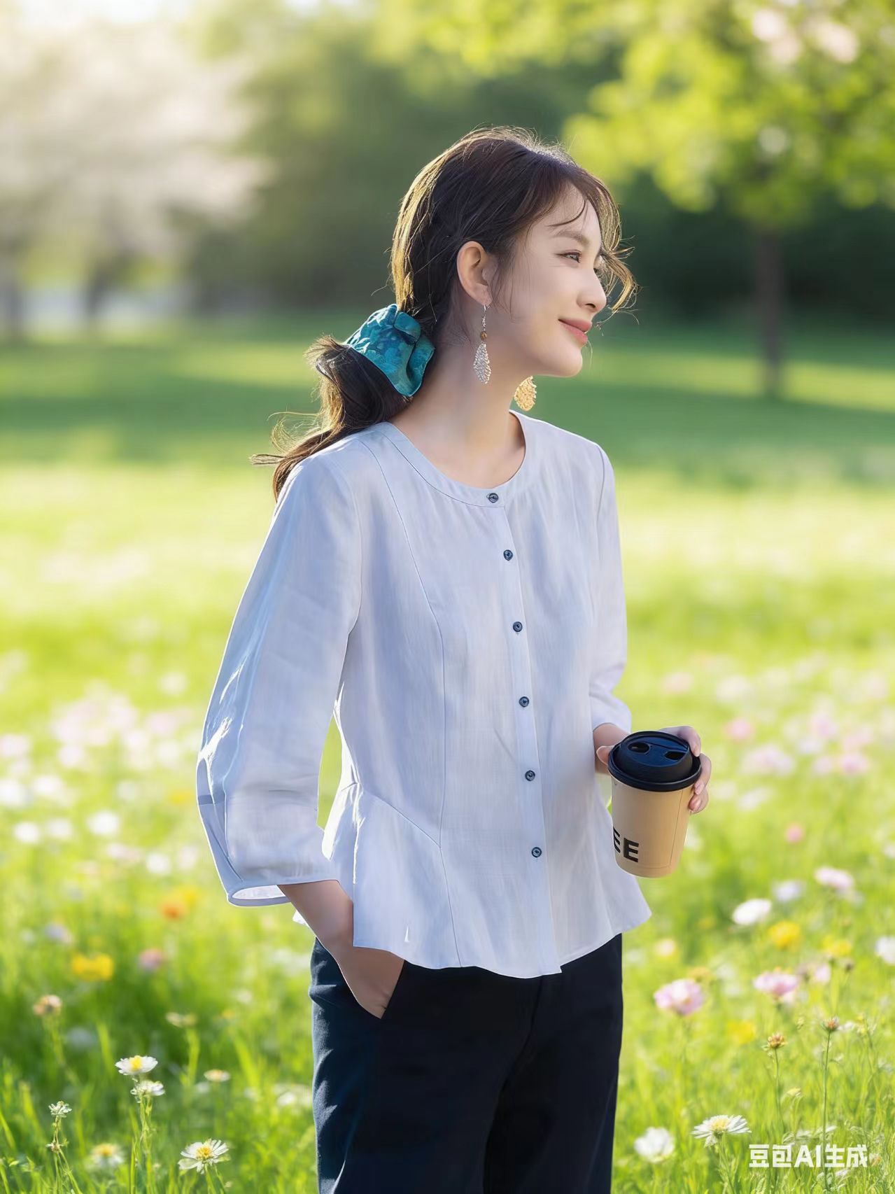 2026 봄 새로운 주간 실크 아마 여성 셔츠 허리 수축 슬림해 보이는 라운드 넥 7부 소매 품격 출퇴근 다용도 맨위