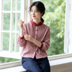 批发红红色棉质格子<b class='q'>衬衫</b>女长袖宽松设计感2026秋季新款气质<b class='q'>衬衣</b>上衣