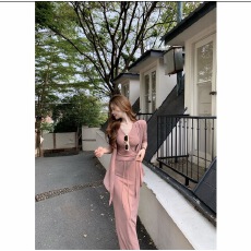 批发夏季新款慵懒风针织开衫+背心+半身裙三件套