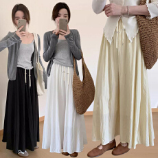 批发现huo+黑色孕妇夏季冰爽山本皱A字半身裙高腰抽绳松紧显瘦<b class='q'>百搭</b>