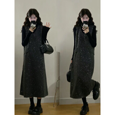 批发实拍 现 大码女装细闪珠片连衣裙2025冬季新款气质毛呢<b class='q'>背心裙</b>套装