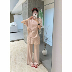 批发实拍~<b class='q'>大码</b>女装<b class='q'>时尚</b>百搭法式针织衫阔腿裤两件套女夏季显瘦休闲套