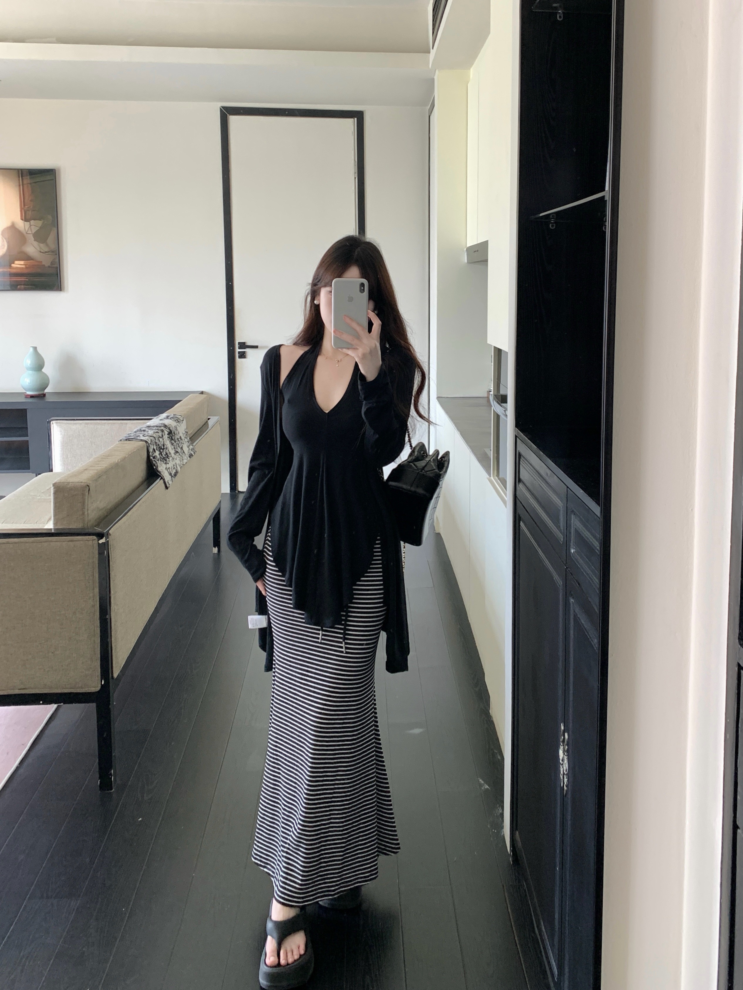 실사 빅 사이즈 프랑스식 품격 세트 여성 여름 마이크로 지방 행침 목 슬립 오픈 가디건 슬림해 보이는 맨위 인어 꼬리 반 스커트