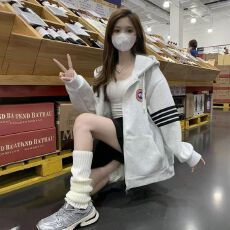 批发连帽美式ins2025<b class='q'>开衫</b>休闲刺绣<b class='q'>卫衣</b>四条外套格子新款情侣宽松学生