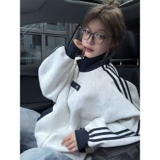 批发华棉复合美式三条杠立领<b class='q'>外套</b>男女秋季重磅痞帅棒球服运动夹克