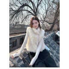 批发2025秋冬季高级感奢贵仿山羊绒毛毛环保皮草马甲女短款毛茸茸外套