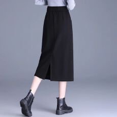 批发秋冬开叉直筒包臀裙<b class='q'>半身</b>裙高级感加大码半裙中长裙