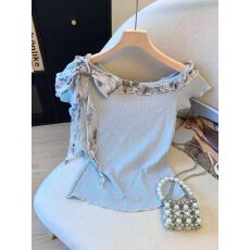 批发酷丝爽棉设计感蕾丝拼接系带短袖T恤女2026夏季新款上衣洋气女