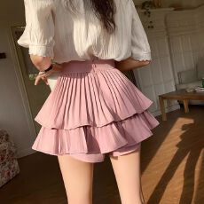 批发纯欲风A字百褶短裙女春秋<b class='q'>冬</b>韩系辣妹高腰显瘦甜美性感裙子半身裙