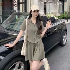 批发胖妹妹休闲<b class='q'>运动服</b>套装女夏装胖mm显瘦遮肉<b class='q'>宽松</b>阔腿短裤两件套