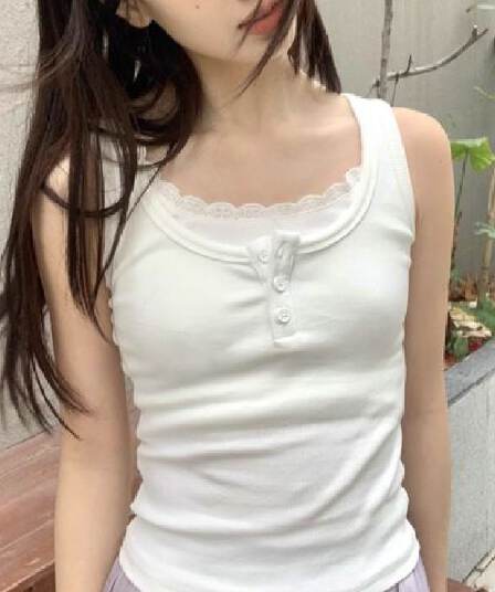 레이스 레이스 페이크 레이어드 단어 조끼 여름 새로운 다용도 몸매 가꾸기 유럽 만약 바람 순수한 욕망 맨위