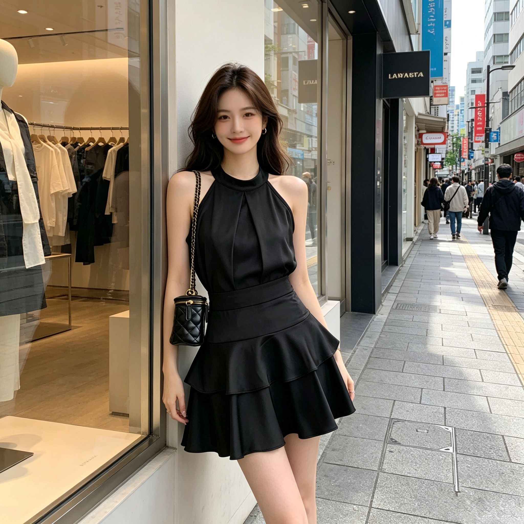 고급 센스 작은 샤넬 스타일 고급 빛 럭셔리 세트 품격 여신 외국 가스 작은 키 행침 목 드레스 미니 스커트 여성 여름