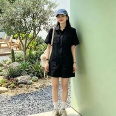 批发夏装搭配一整套美式复古工装牛仔<b class='q'>套装</b>女2026新款高级感短袖连体<b class='q'>裤</b>