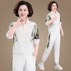 批发休闲<b class='q'>运动服</b>中年妈妈运动套装女2026<b class='q'>新款</b>女夏季韩版时尚洋气两件套