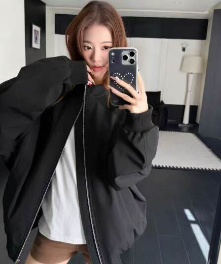 한 부서 빅 사이즈 루즈핏 스탠드 칼라 여성 코트 이른 봄 가을 새로운 캐주얼 절묘한 야구 유니폼 워크웨어 커플 재킷