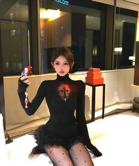 경관 그림 와 사고 방식 모달 260 그램 1 1 십자가 레이스 긴팔 티셔츠 여성 디자인 센스 맨위