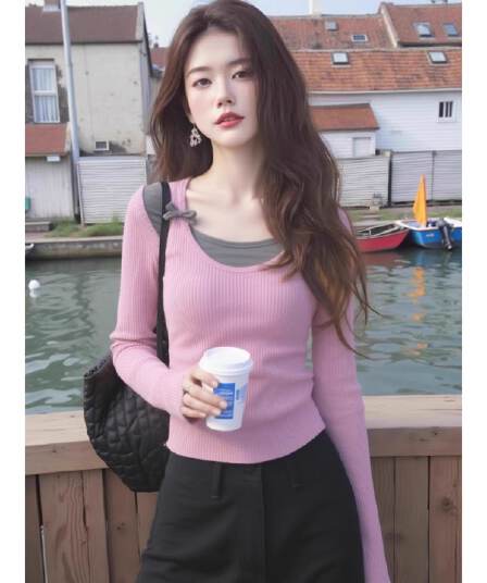 유럽 상품 패션 레트로 알파벳 프린트 없음 모자 라운드 넥 후드티 여성 가을 느긋한 바람 루즈핏 다용도 긴팔 맨위