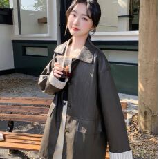 批发秋冬新款美式复古做旧蛋白皮皮衣中长外套<b class='q'>女</b>2026机车风衣PU皮<b class='q'>夹克</b>